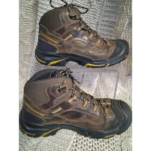 Keen Utility Mens Steel Toe Work Boots Brown Leather Size 12D With Slip-Resistan